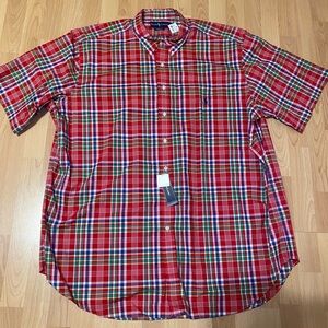 BRAND NEW!! POLO RALPH LAUREN Red and Blue Plaid Casual Button Down Shirt